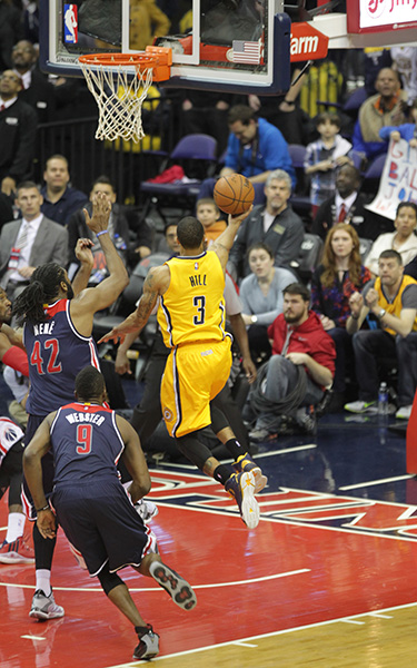 wizards vs pacers hill drives for winning  basket